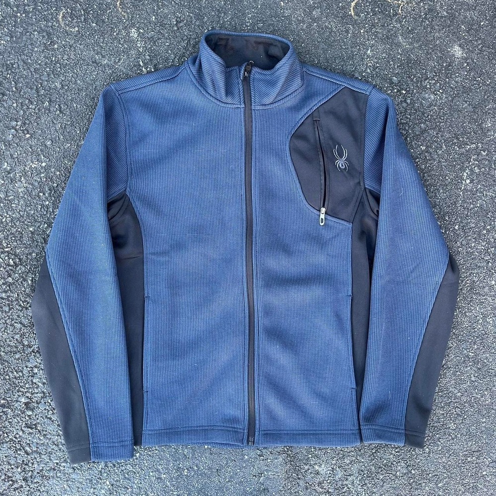 Spyder Black and Navy Thermal Full Zip Hoodie size S
